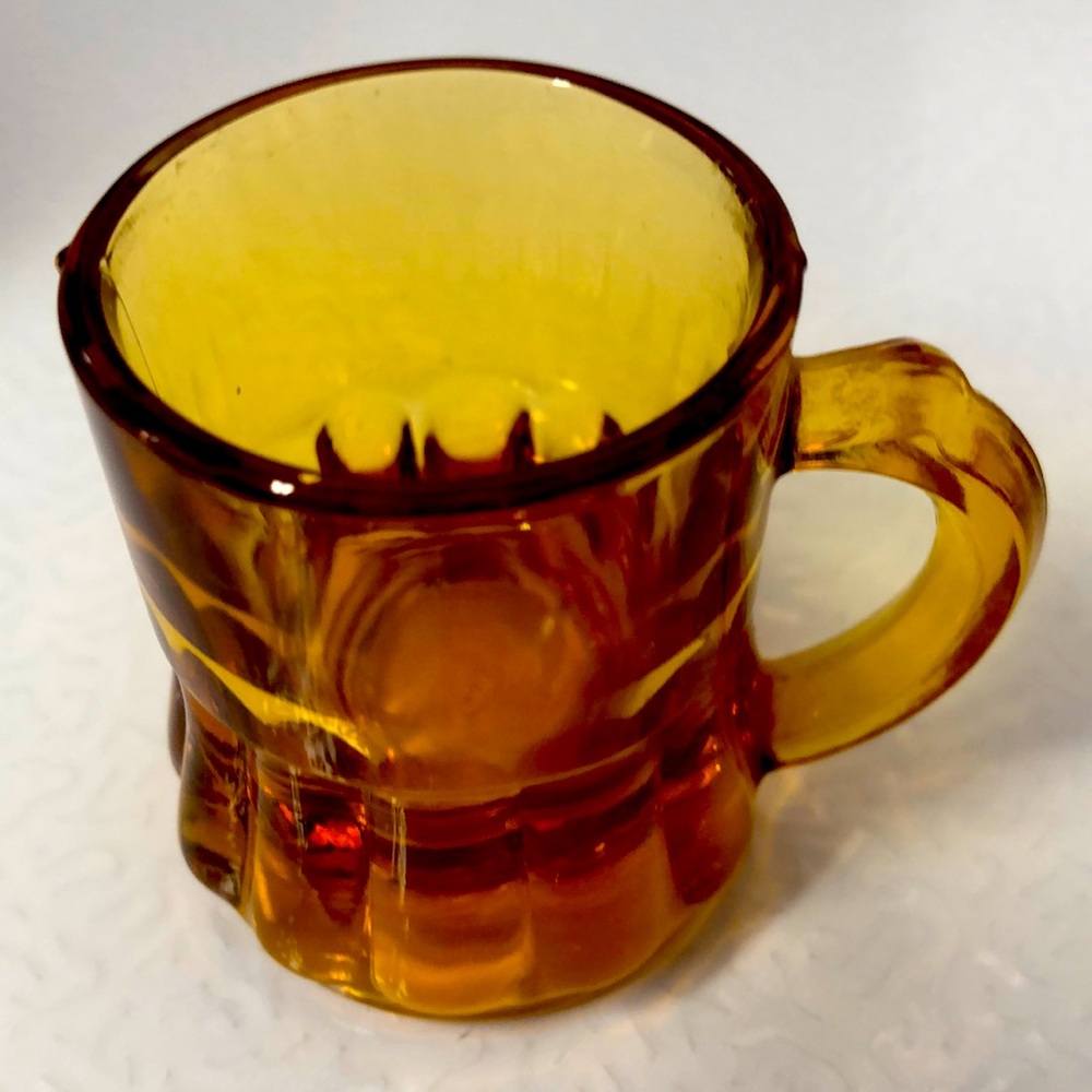 Amber 1970 mini beer shot glass federal made 2 inches tall